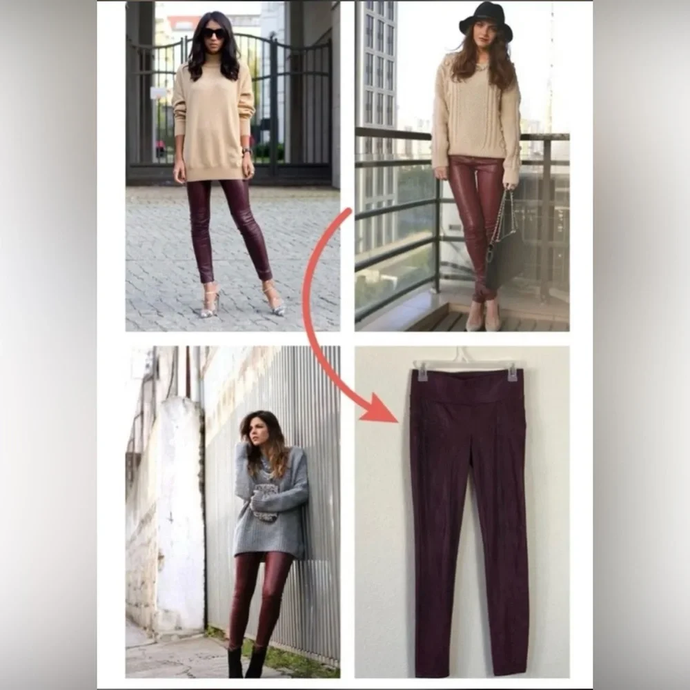 NWT GB (GIANNI BINI) GIRLS MAROON MICROSUEDE LEGGINGS SIZE M